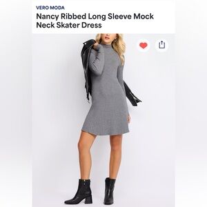 Vero Moda Gray Ribbed Long Sleeve Dress👽